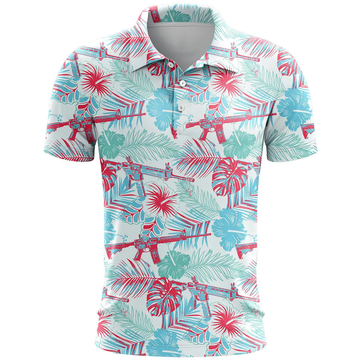 Loose fit short sleeve sports top with a printed design on bird eye cloth fabric, shown in one of multiple available colours.