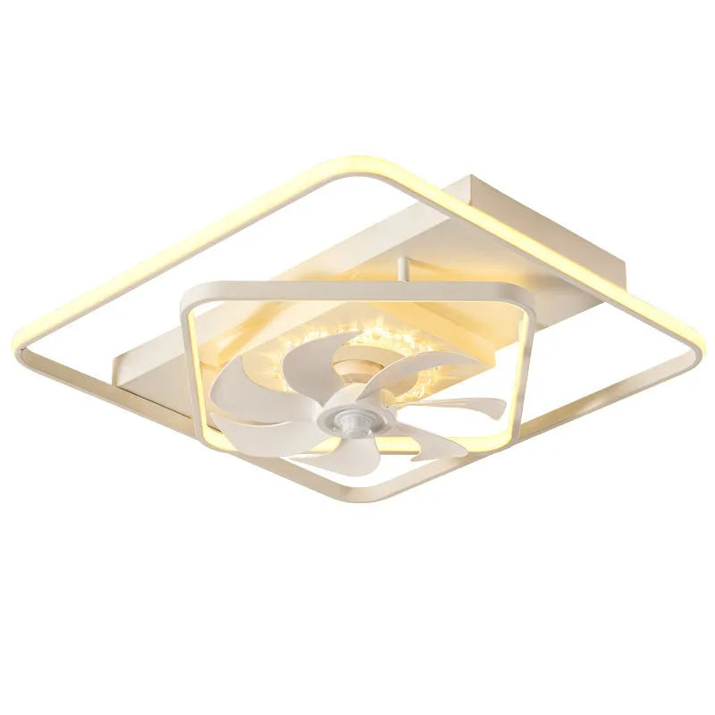 Thin suction ceiling fan light with plastic blades and acrylic lampshade, modern simple style