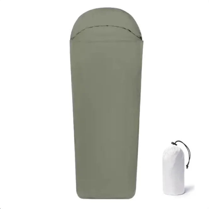 Blue and green lightweight nylon mummy sleeping bag for adult camping