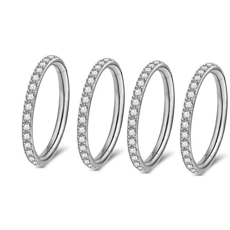 Stainless steel seamless nose ring with electroplated finish showing colour options and round design