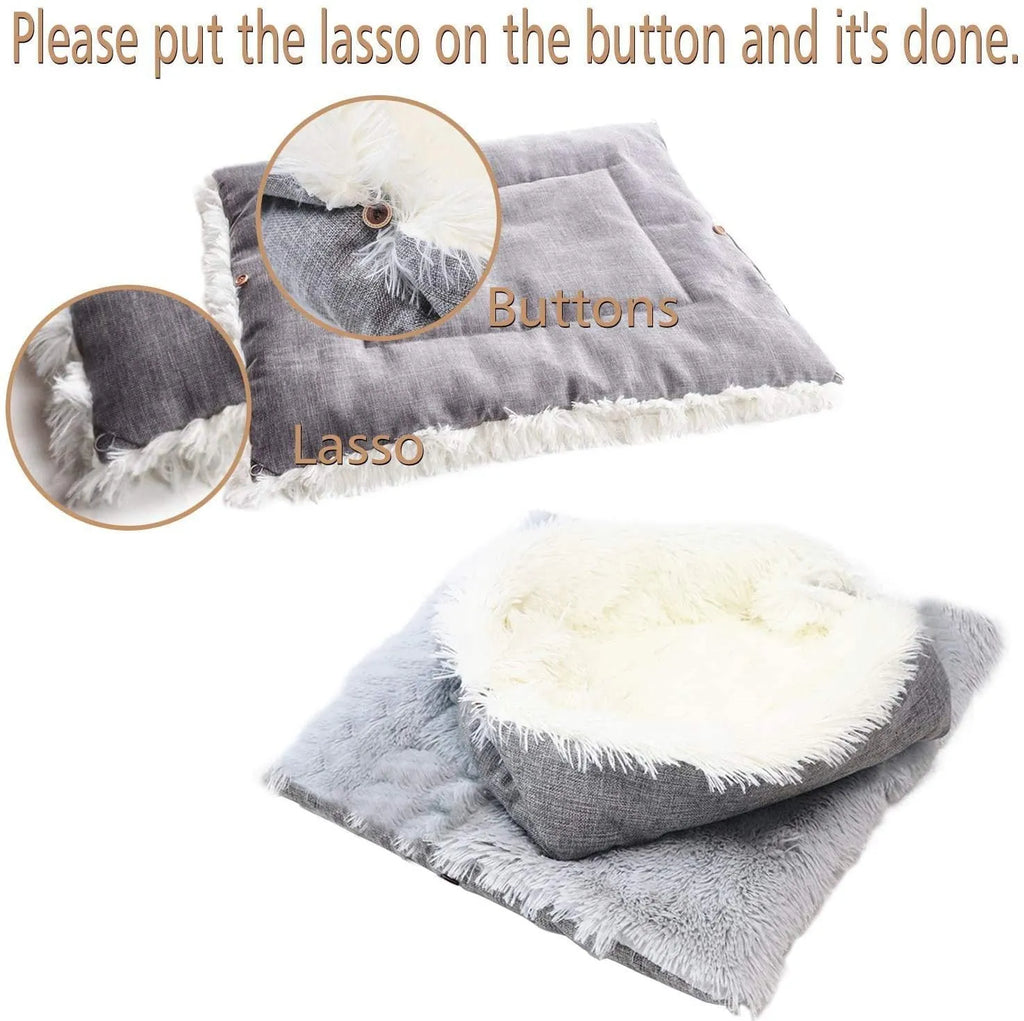 Self-heating pet blanket nest 61x51cm gray with long plush hair and black non-slip bottom
