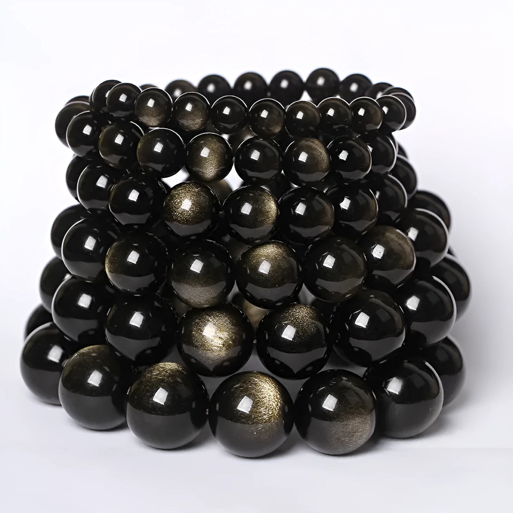 Hand-woven obsidian couple bracelet with natural stone beads in multiple colour options