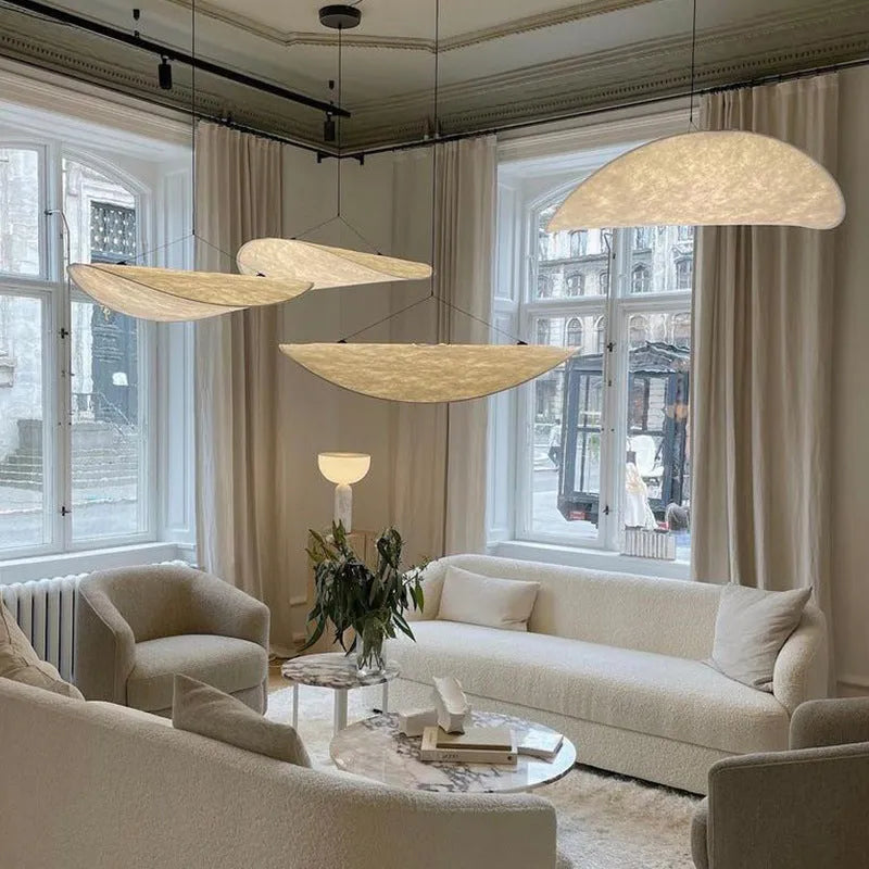Simple art silk chandelier with diameter options and remote control for living room bedroom