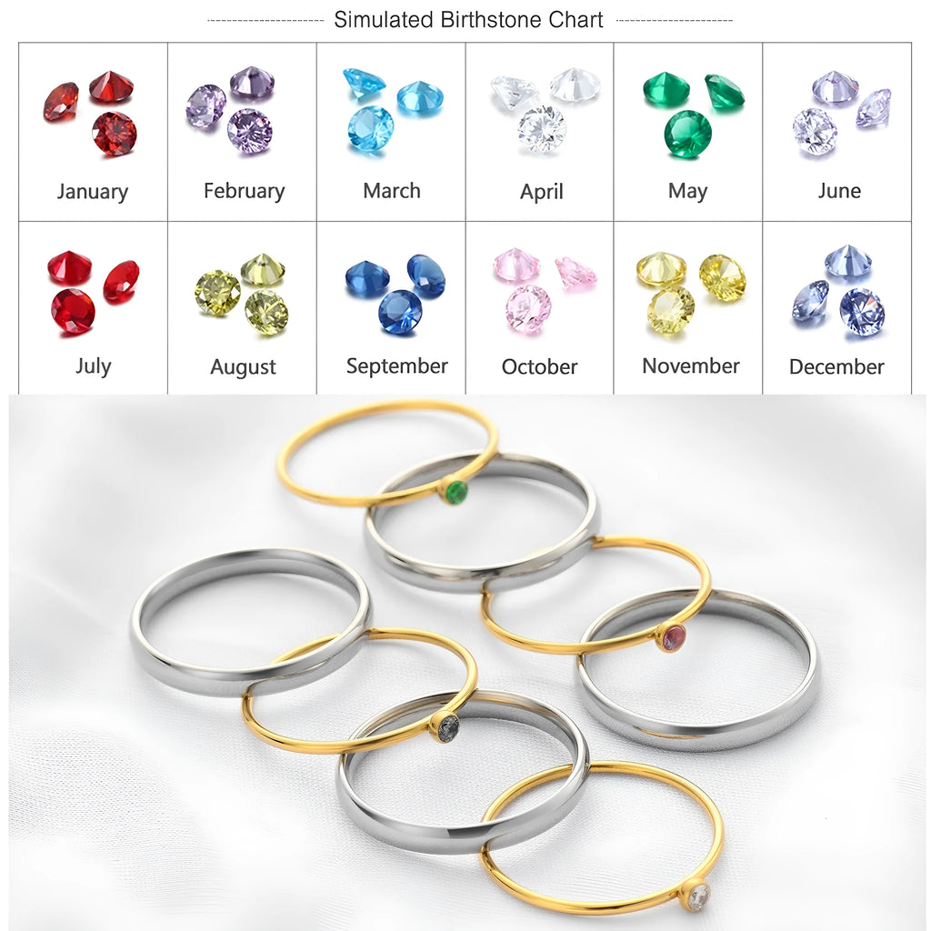 December birthstone engraved ring in titanium steel with gold accents and a geometry shape.