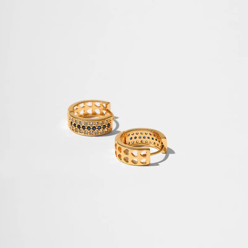 Round geometric copper earrings with electroplated 18K gold finish, KE1268 colour, for women