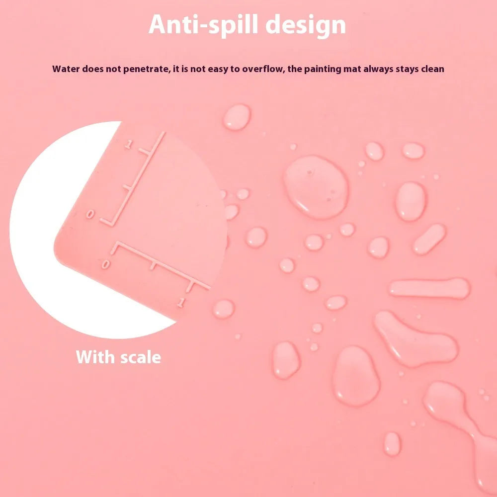 Silicone double bowl painting mat for watercolour and oil painting in multiple colours measuring 50x40cm