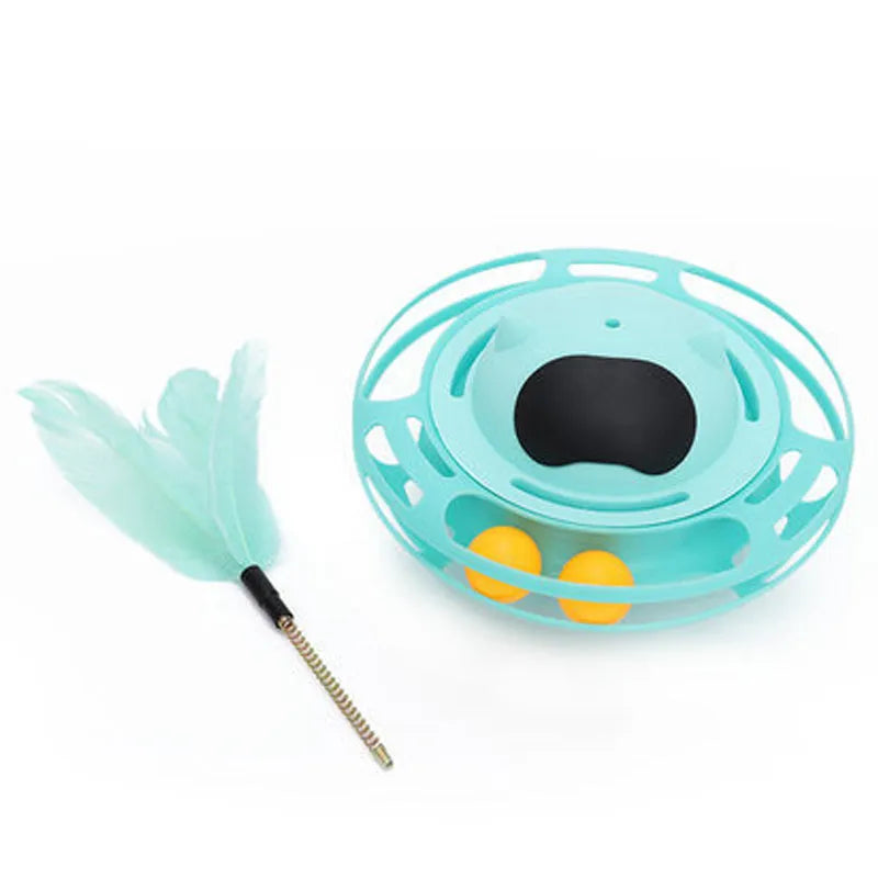 Pink cat tumbler turntable toy for self-play entertainment with 17x10cm dimensions