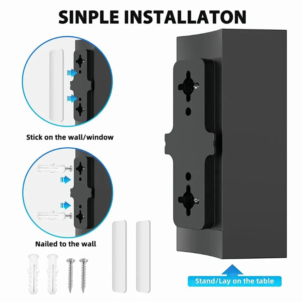 Black plastic HD digital television antenna with mounting accessories including expansion tubes and screws