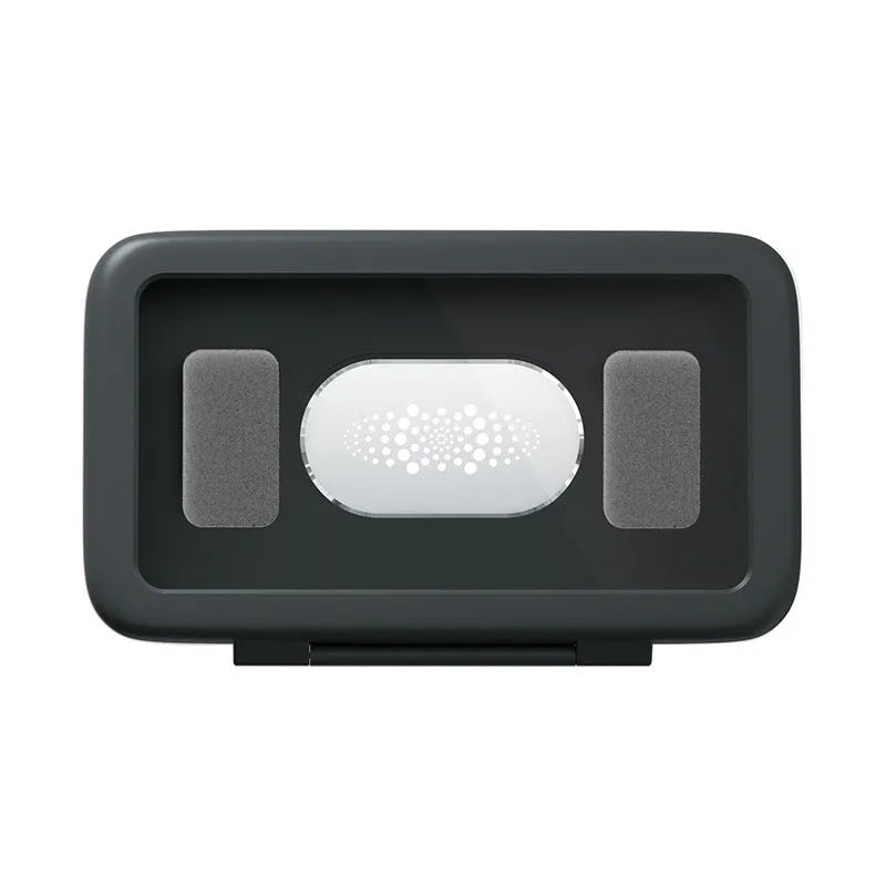 White waterproof phone holder mounted on shower tile with phone inside, showing touch screen.