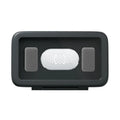 White waterproof phone holder mounted on shower tile with phone inside, showing touch screen.