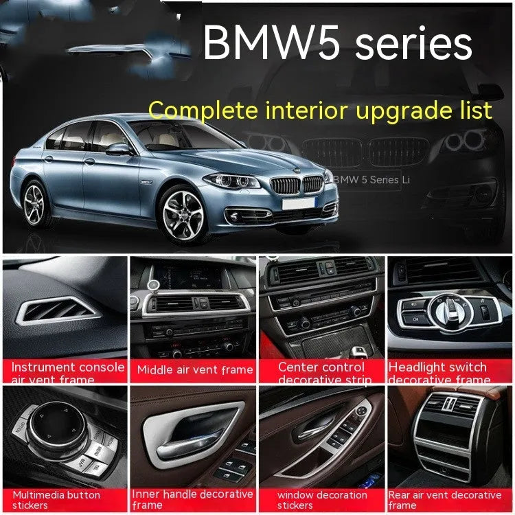 Black ABS and stainless steel interior handle decorative strips for BMW 5 Series F10/F1 models