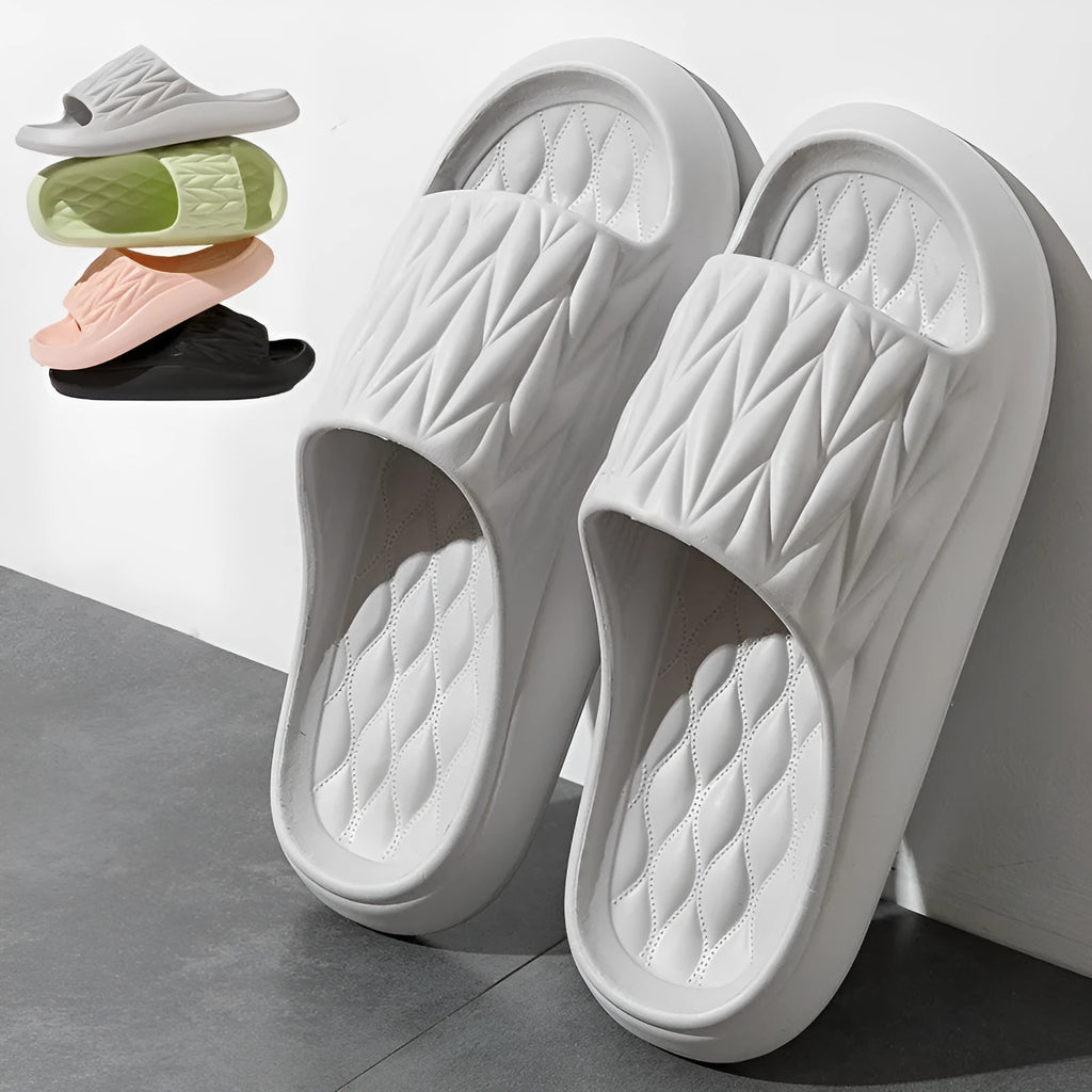 Leaf texture patterned EVA slippers for indoor household use in various colours