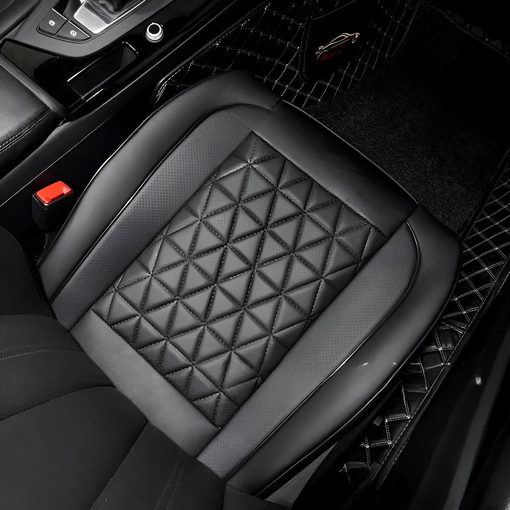 Car seat cushion all-inclusive Napa leather cover in black hemmed style