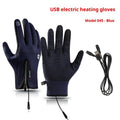 USB heating winter cycling gloves in black with constant temperature feature and windproof waterproof nylon fabric