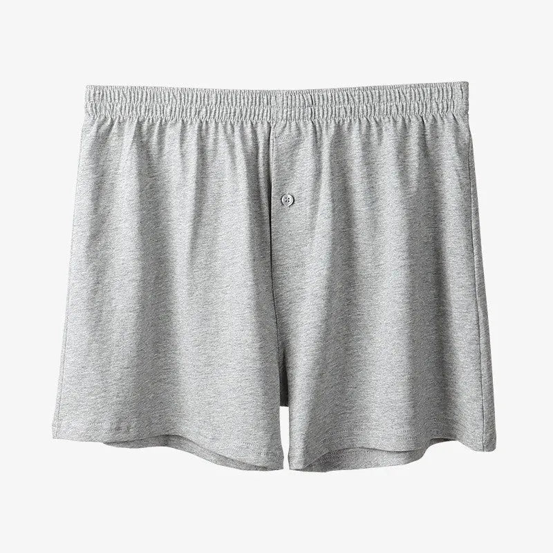 Men's cotton boxer shorts in black, light grey and navy blue colours with high waist and loose fit