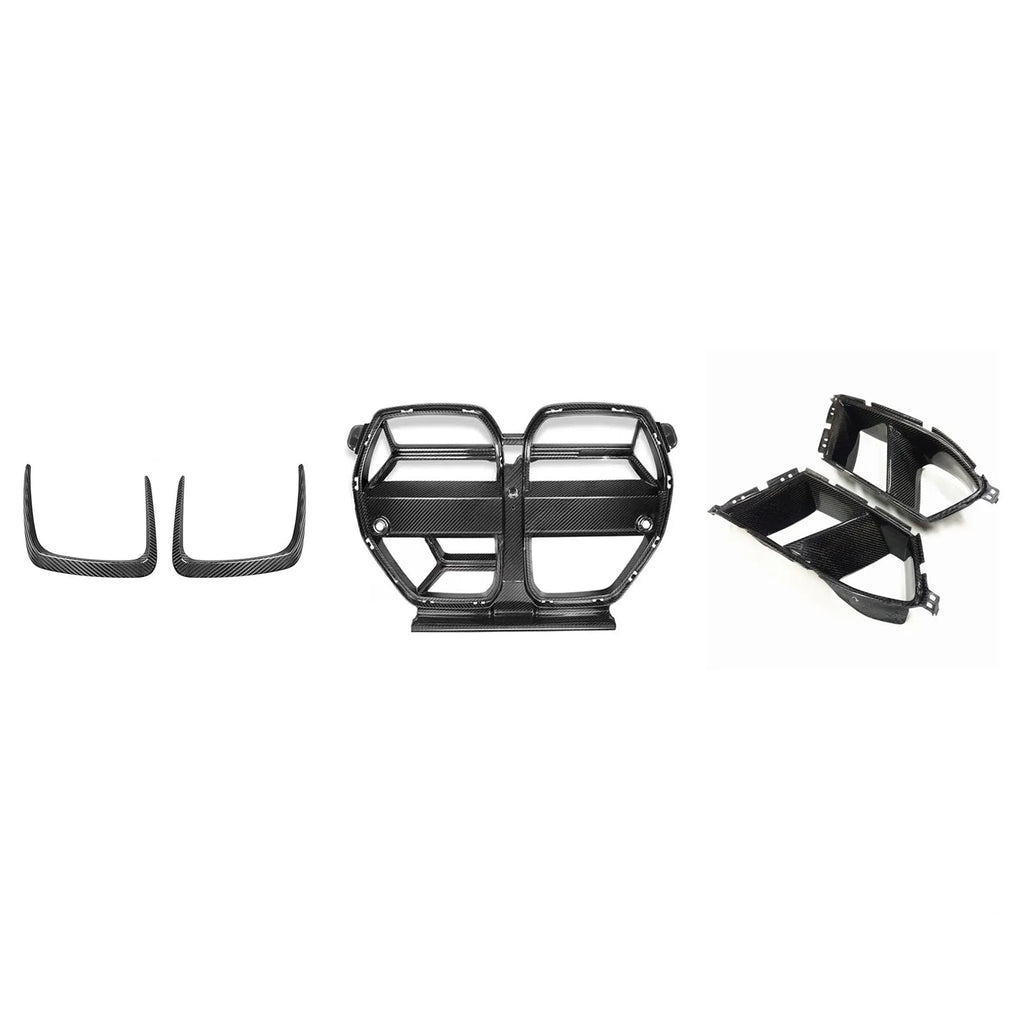 Dry carbon fiber front bumper grille for BMW M3 M4 G80 G82, 3K weave, black