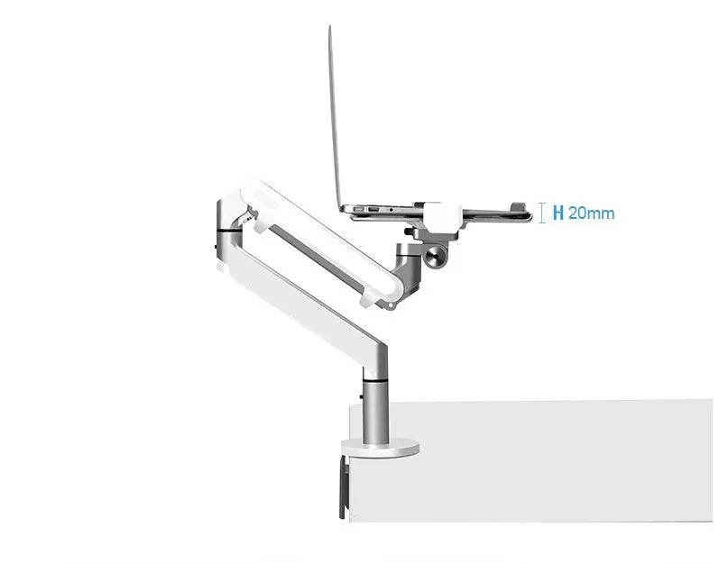 Aluminium air pressure arm computer stand in black or silver colour for laptop height adjustment