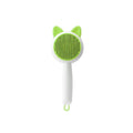 Self-cleaning pet grooming comb with stainless steel teeth in greenish white and orange white colour options