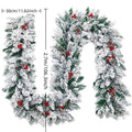 Flocked snow PVC rattan Christmas garland in 1.8 metre length on a mantelpiece with fairy lights