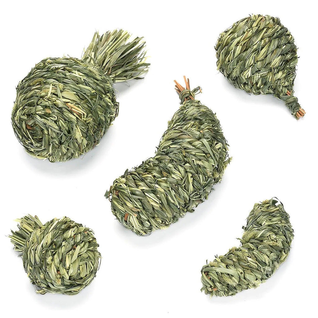 Timothy grass pet chew toy shaped like an apple for rabbits and guinea pigs