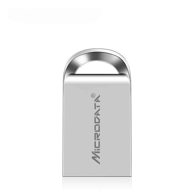 Metal USB flash drive with necklace chain in silver colour