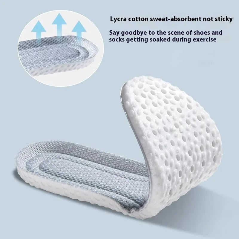 Breathable PU sports insoles in grey, black and orange colours with trim-to-fit edges