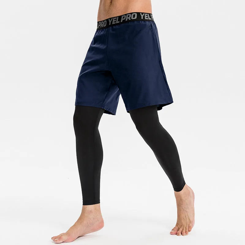 Men's quick drying high elastic tight sports pants in grey colour for fitness running