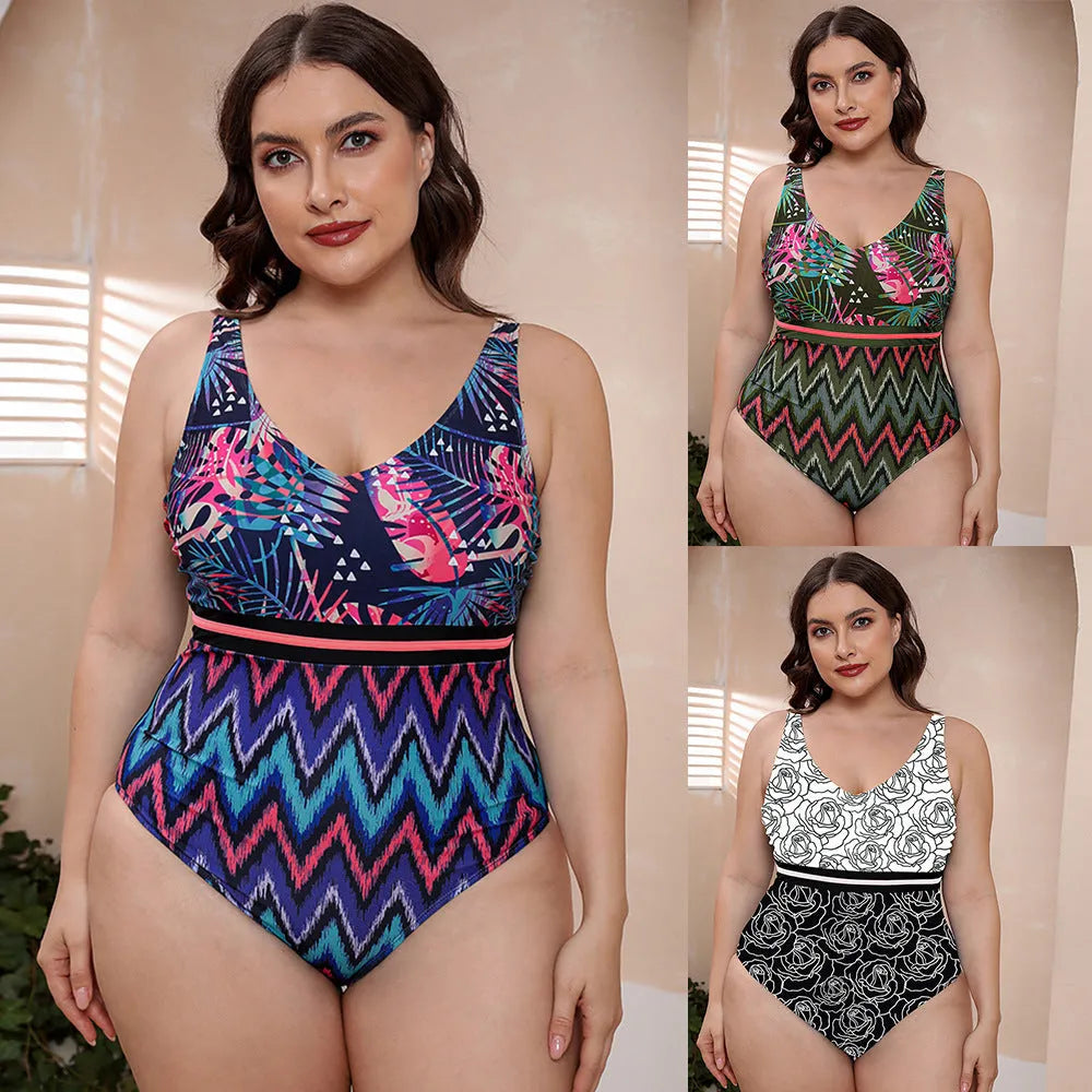 Women's printed spaghetti straps striped vest one-piece swimsuit in blue and white pattern options