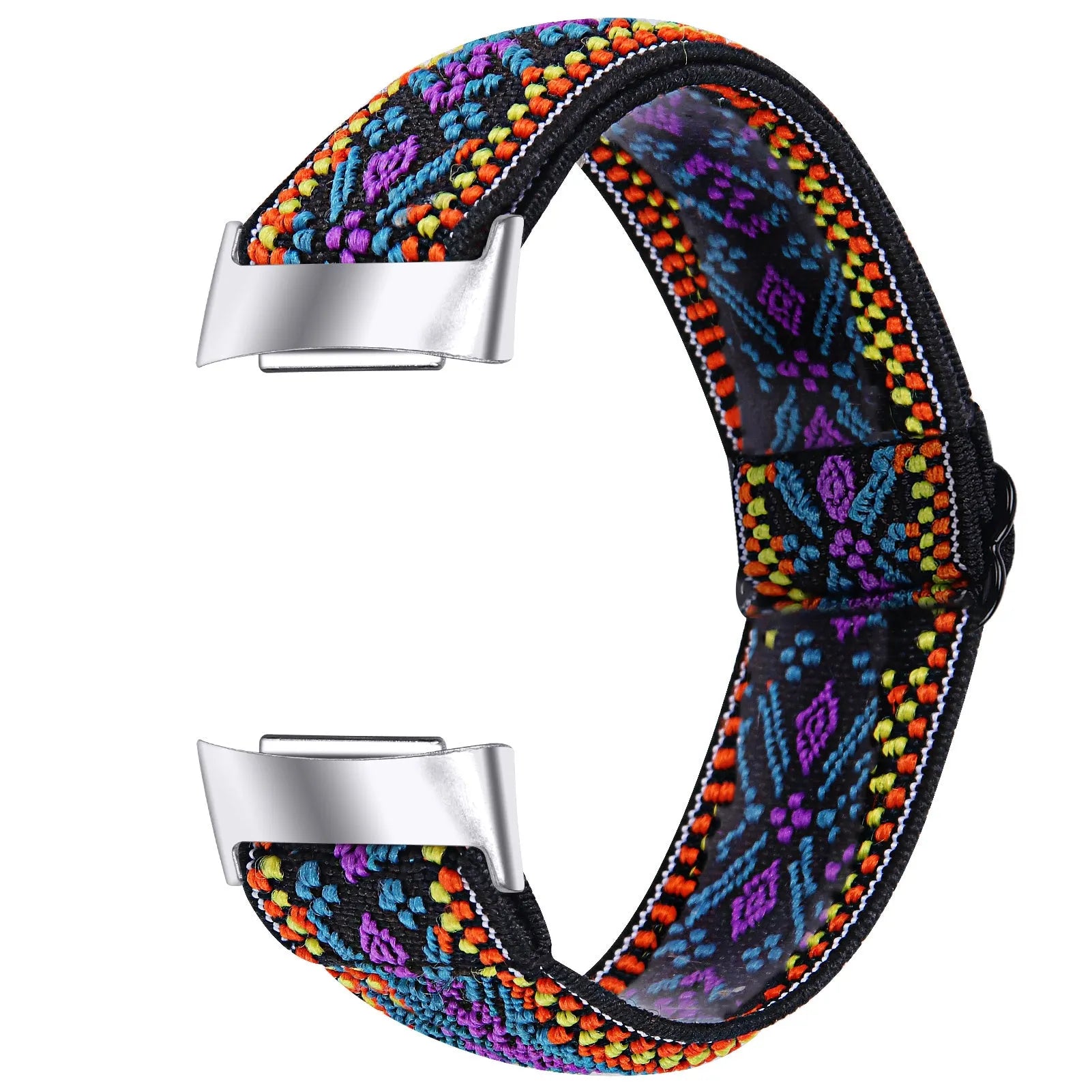 Adjustable printed elastic watch strap for Fitbit Charge 6 in Green Arrow colour, 5.5-8.5 inches fit