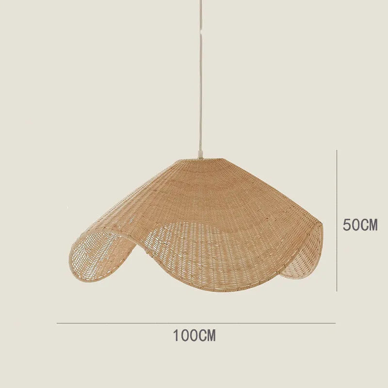 Handmade rattan chandelier with warm LED light, available in 60cm 80cm 100cm diameter
