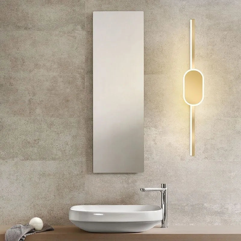 LED makeup light dressing lamp mounted on bathroom mirror front, gold finish, simple modern style