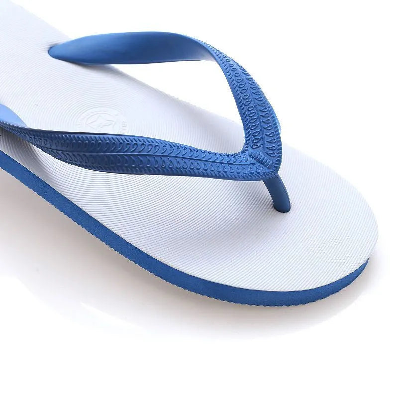 Rubber deodorant beach flip-flops with fish label, shown in multiple colours and sizes.