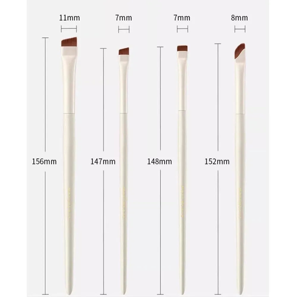 4 piece angled eyeliner and brow brush set in leather case