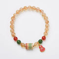 Citrine five sutra hand-woven crystal bracelet 6mm unisex geometric fresh style