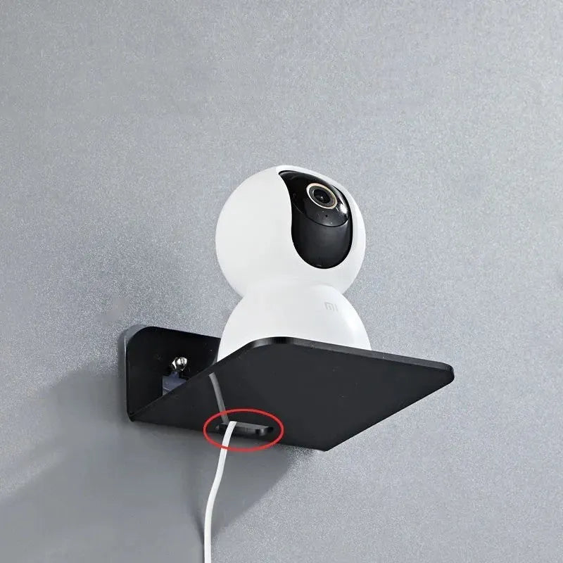 Acrylic right angle camera monitoring bracket, 13.5x11.5x5.5cm, no-drill wall mount in transparent finish
