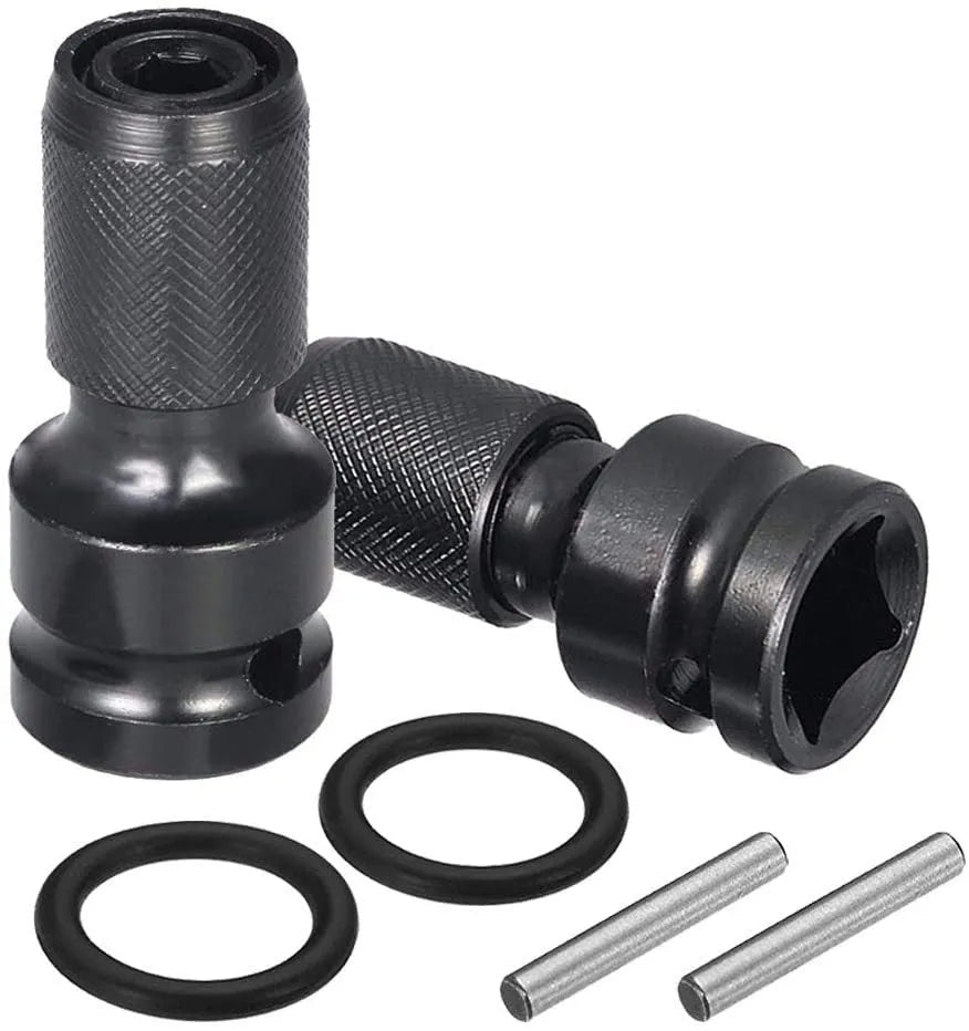 Telescopic scaling bit holder adapter for 1/2" to 1/4" drive conversion with O-ring bolt