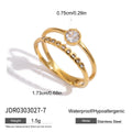 Geometric stainless steel ring with zircon stone in multiple colour options including JDR0303022 showing the flat, modern band design.