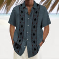 Men's loose fit printed leisure shirt in cardigan style with multicolour graphic pattern