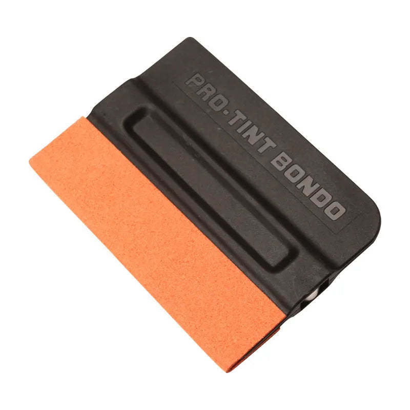 Car film scraper tool with black deerskin pad for applying colour changing vehicle wraps