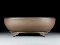 Handmade oval purple sand flowerpot with black mud finish, 50x39.5x16cm, classical style for plants