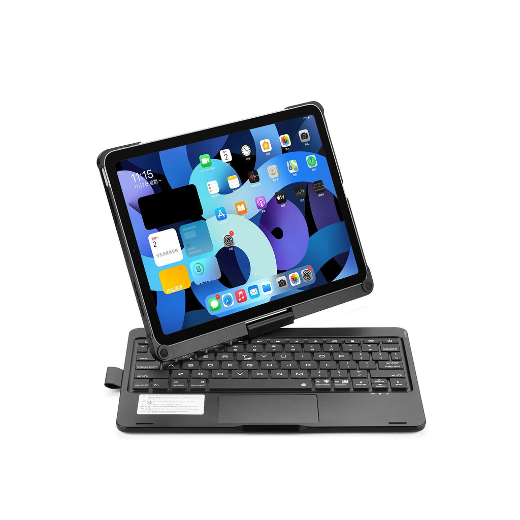 Rotating Bluetooth keyboard with backlight for iPad Pro and iPad Air tablets in black colour