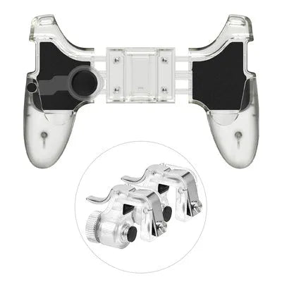Black plug-in mobile phone gaming handle controller with physical grip supports
