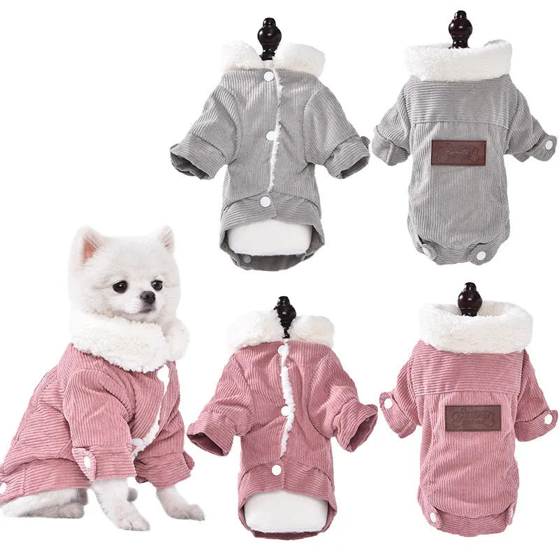 Lambswool grey dog fleece vest with wool lining for autumn and winter wear