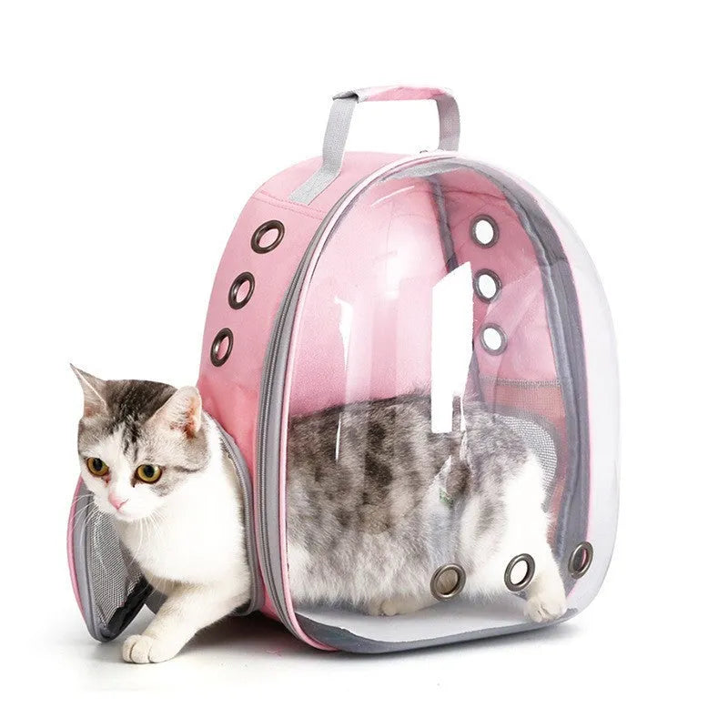 Medium capacity grey PC cat diaper bag with side-open design, shown next to a pink version.