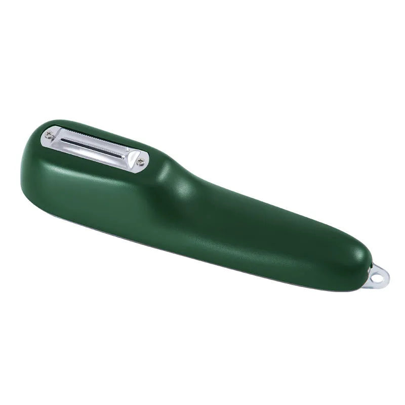 20cm kitchen vegetable peeler with storage tube, stainless steel blade, non-slip handle, and hanging hole