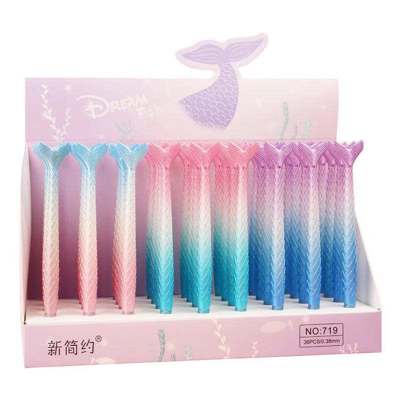 Creative cartoon mermaid pen with 0.38mm fine tip, random colour, plastic body, isolated on white background