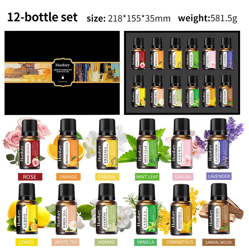 Water soluble aromatherapy essential oil set in boxed packaging with multiple quantity options