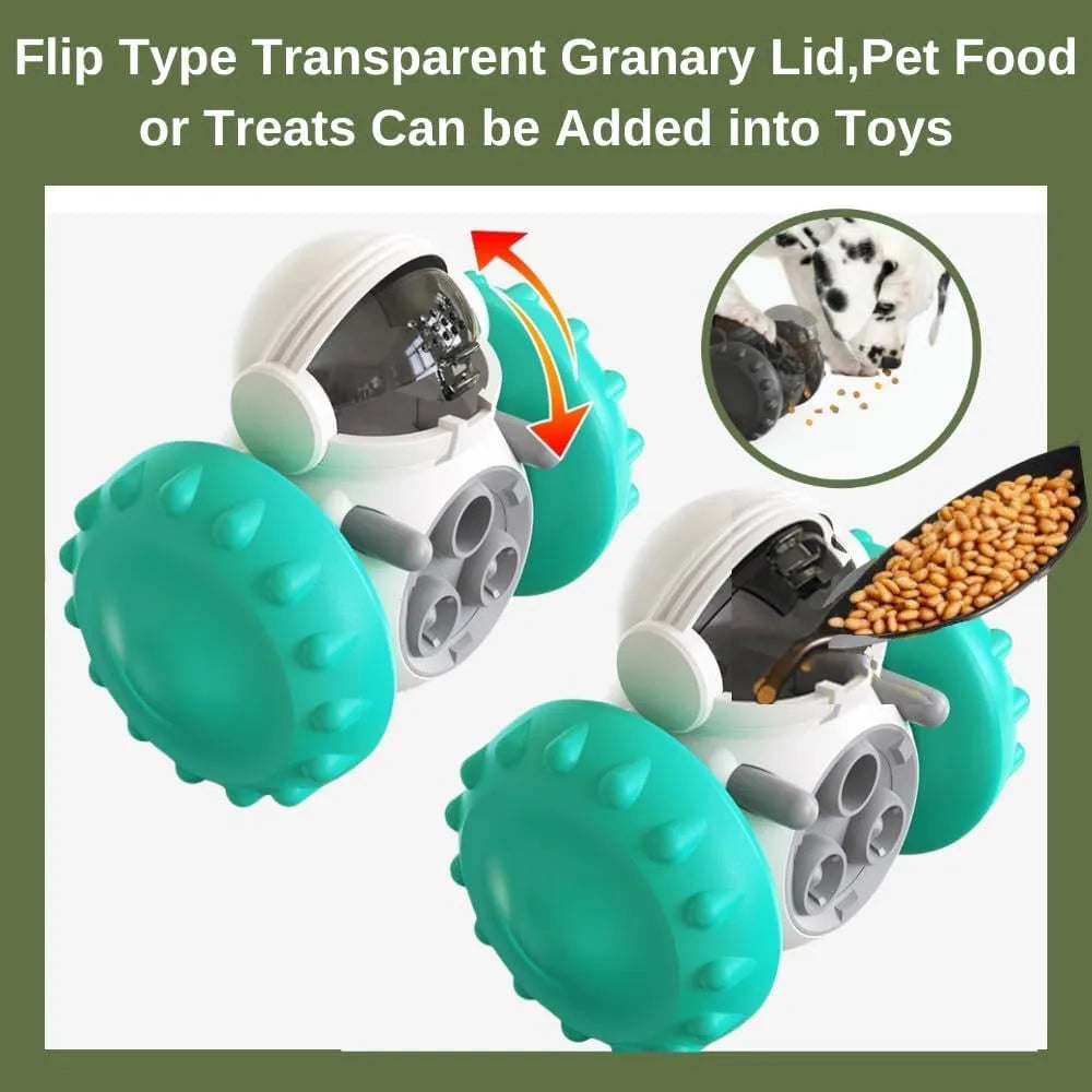 Dog treat dispenser tumbler toy in five colours for small dogs and cats