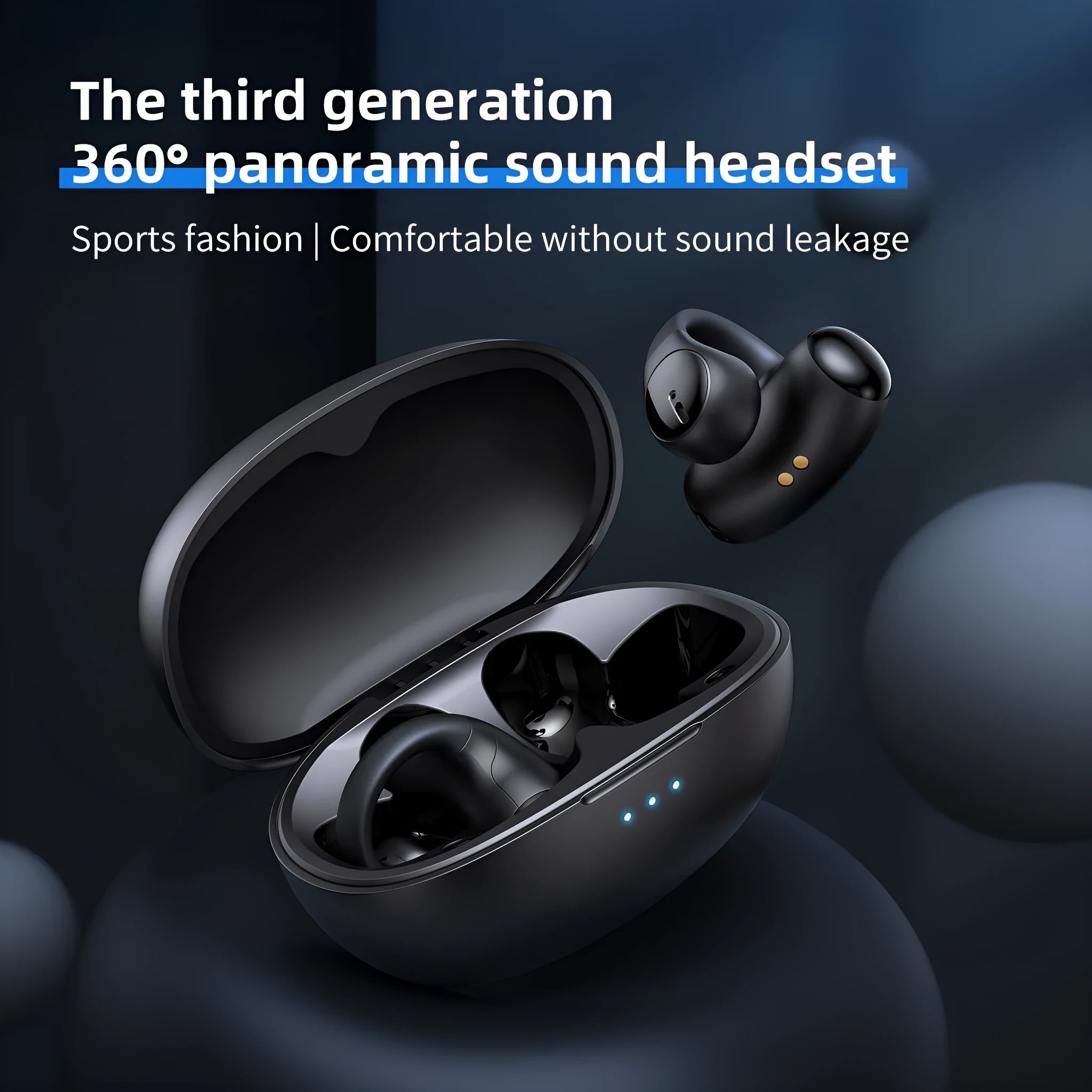 T306 Bluetooth gaming wireless clip-on sports headset in black with ear hook design