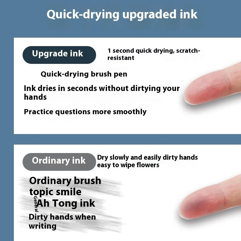 A pack of 10 quick-drying ballpoint pen refills in black, blue, ink blue, and red colours.